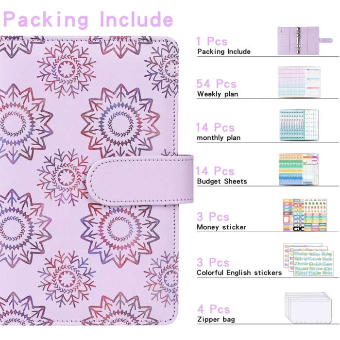 A6 Cash Budget Book Schedule Weekly Plan Monthly Plan Loose-leaf Notepad(White)