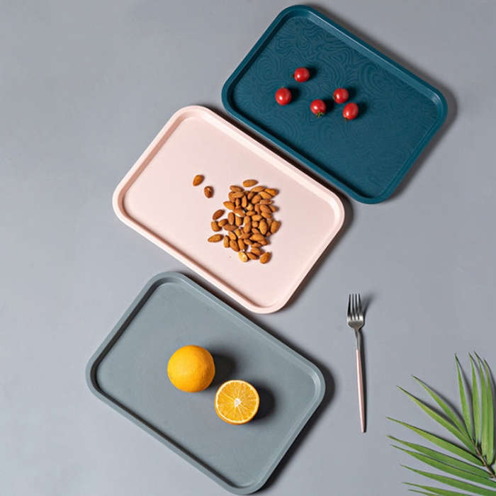 Plastic Household Fruit Tray Afternoon Tea Cake Tray, Size: 35x25x2 cm(Gray)