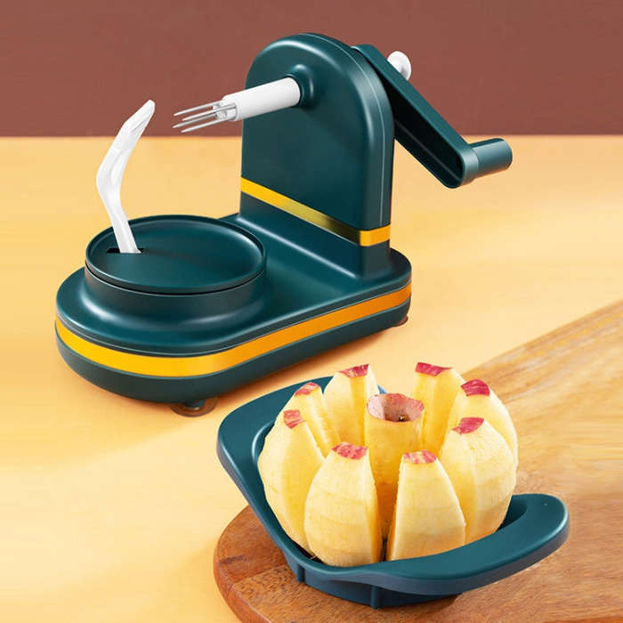 Hand Crank Fruit Peeler Apple Divider Dicer(Dark Green)