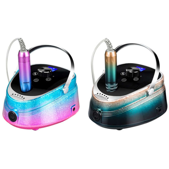 Ice Flower Gradient Rechargeable Low Noise Nail Polishing Machine, Specification: EU Plug (Pink B...