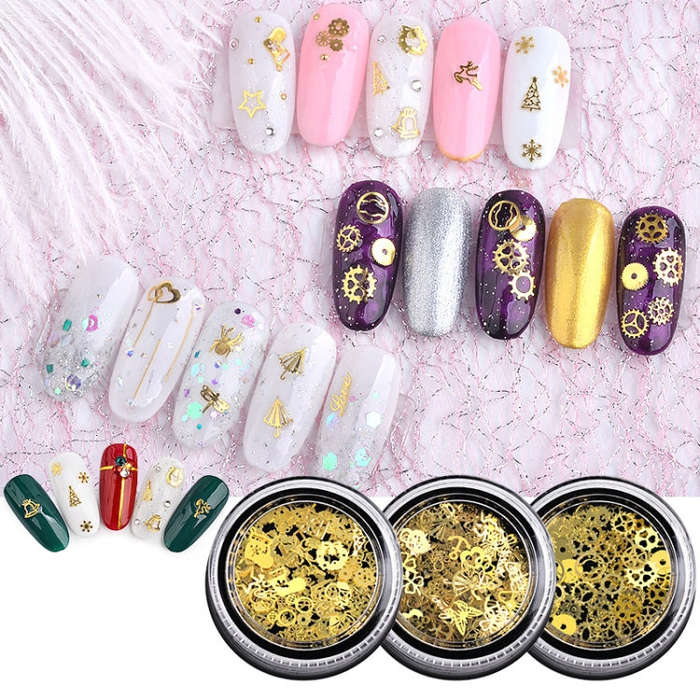 5 Boxes SP0284 Hollow Metal Decorative Patch Nail Art Accessories Nail Art Accessories(Gear 3)