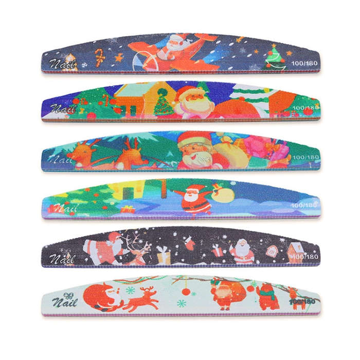 GJ0507 6 In 1 Nail Art Tools Polish Nails Scrub Strips(Christmas)