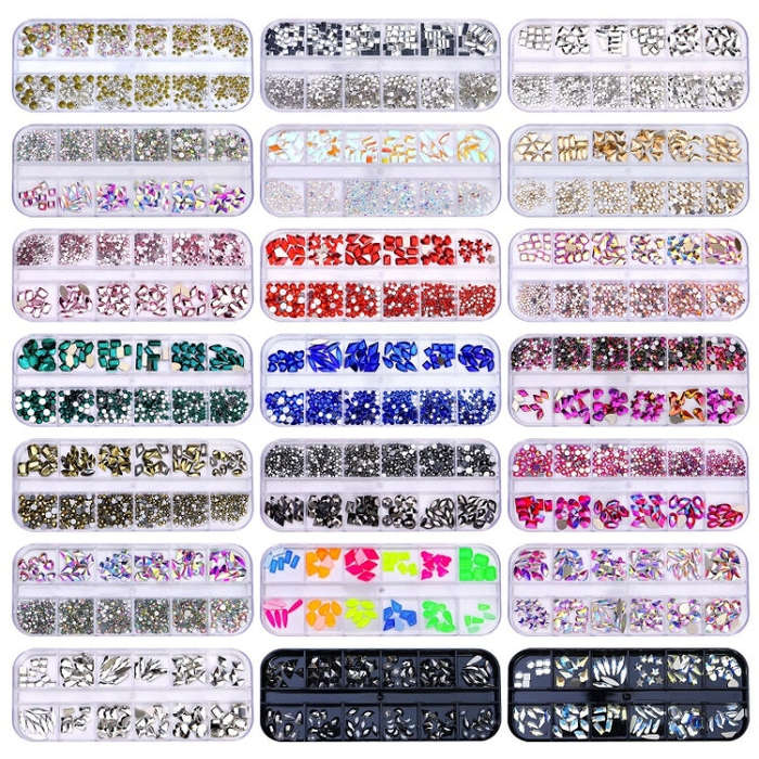 12 Grid Flat Bottom Shaped Nail Rhinestones Nail Decoration, Specification: 21