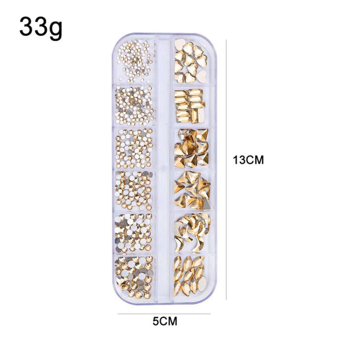 12 Grid Flat Bottom Shaped Nail Rhinestones Nail Decoration, Specification: 21