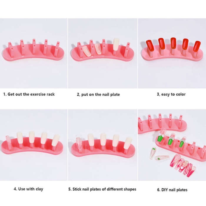 3 Sets Adhesive-Free Nail Practice Stand Nail Display Stand(01 White)