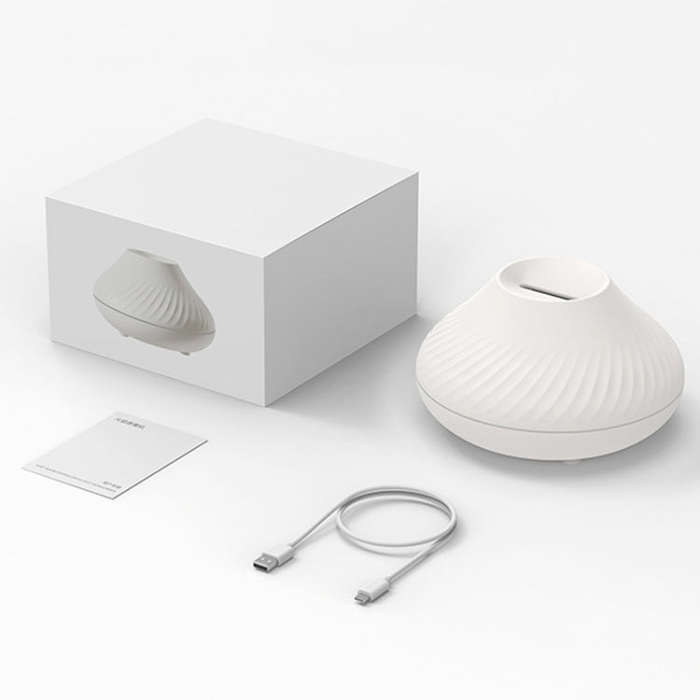 DQ705 Volcanic Flame Aroma Diffuser Essential Oil Lamp Air Humidifier with Color Night Light(Beige)