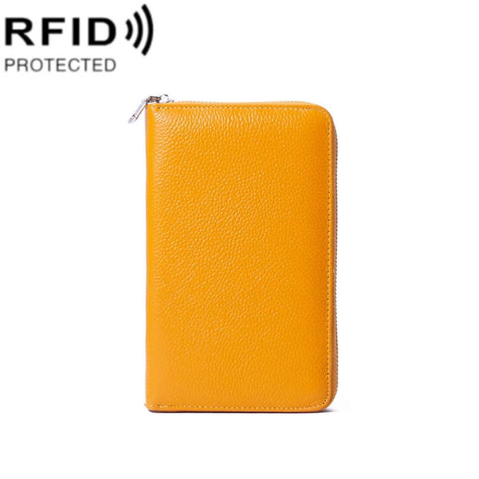 1659 RFID Anti-magnetic Anti-theft Passport Bag Document Bag Wallet(Yellow)