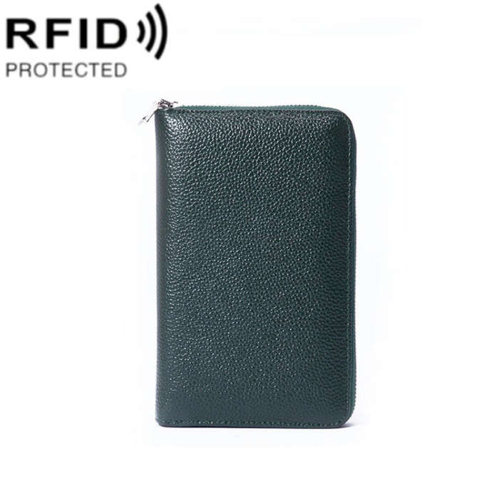 1659 RFID Anti-magnetic Anti-theft Passport Bag Document Bag Wallet(Green)