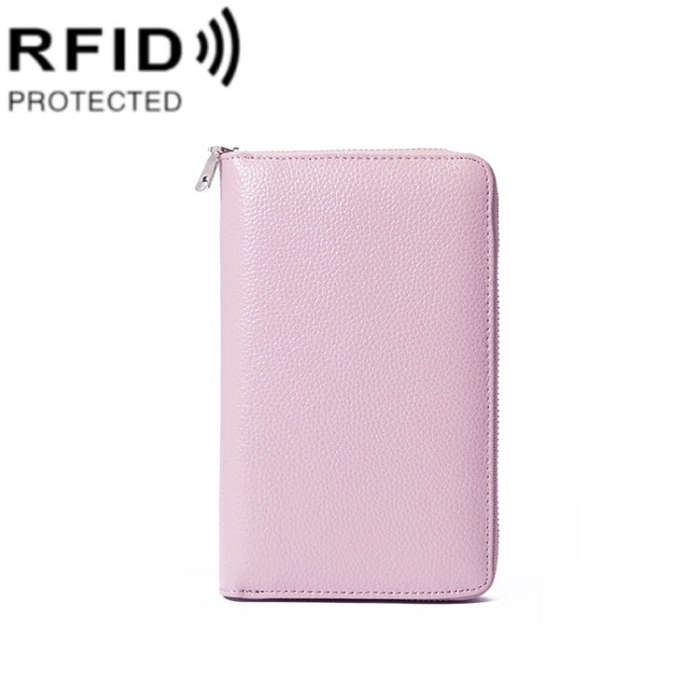 1659 RFID Anti-magnetic Anti-theft Passport Bag Document Bag Wallet(Lotus)