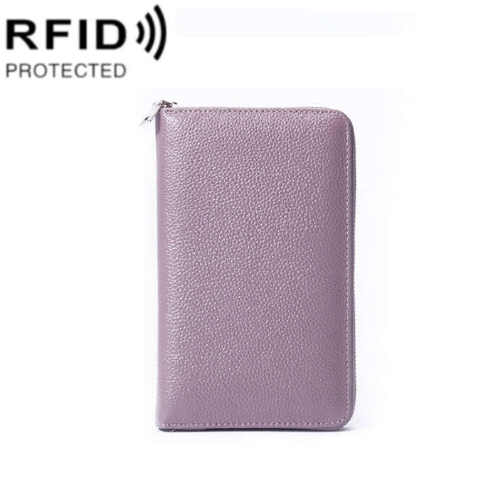 1659 RFID Anti-magnetic Anti-theft Passport Bag Document Bag Wallet(Lavender Purple)
