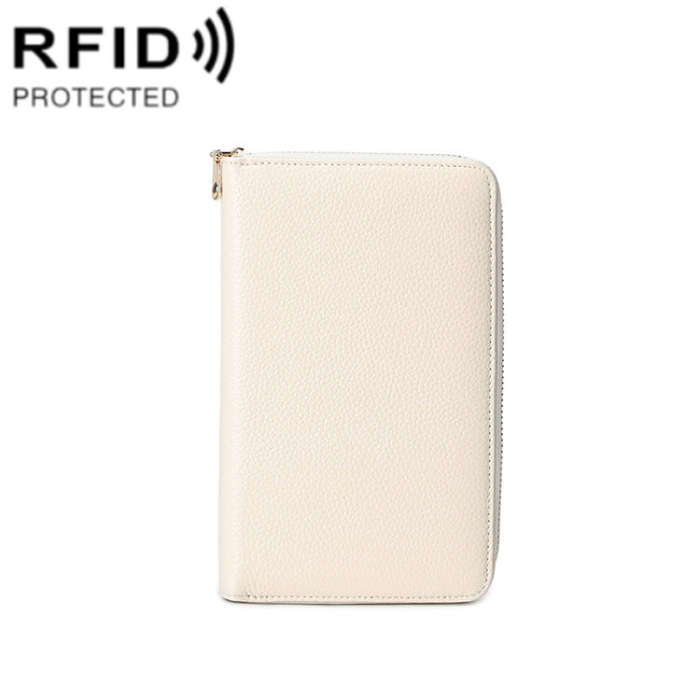 1659 RFID Anti-magnetic Anti-theft Passport Bag Document Bag Wallet(Ivory White)