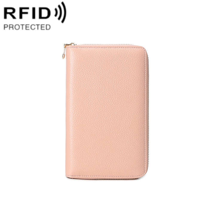 1659 RFID Anti-magnetic Anti-theft Passport Bag Document Bag Wallet(Baby Pink)