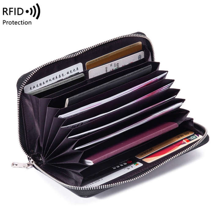 1659 RFID Anti-magnetic Anti-theft Passport Bag Document Bag Wallet(Orange)
