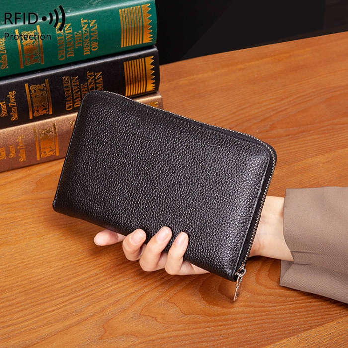 1659 RFID Anti-magnetic Anti-theft Passport Bag Document Bag Wallet(Grey)