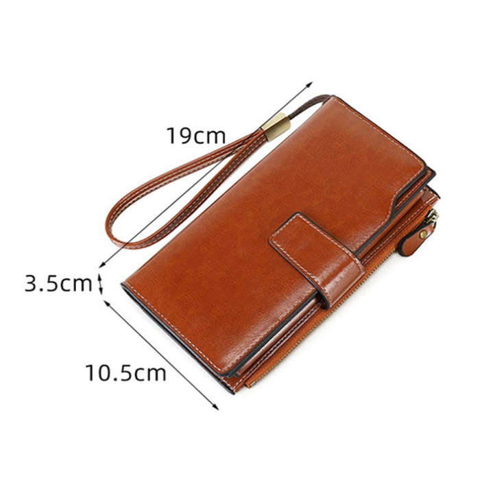 1669 RFID Anti-magnetic Anti-theft Retro Long Wallet Card Holder Document Bag(Retro Brown)