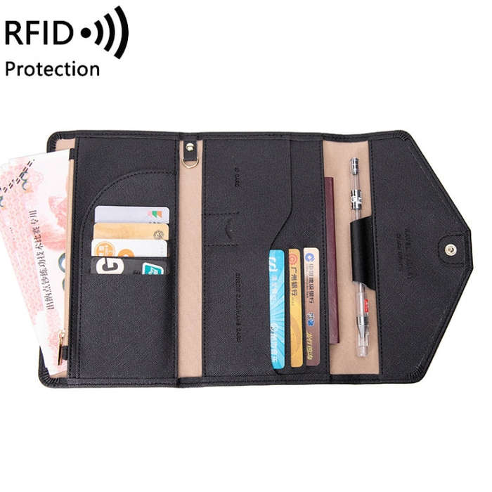 1655 RFID Anti-magnetic Anti-theft Passport Bag Document Bag Card Bag(Black)