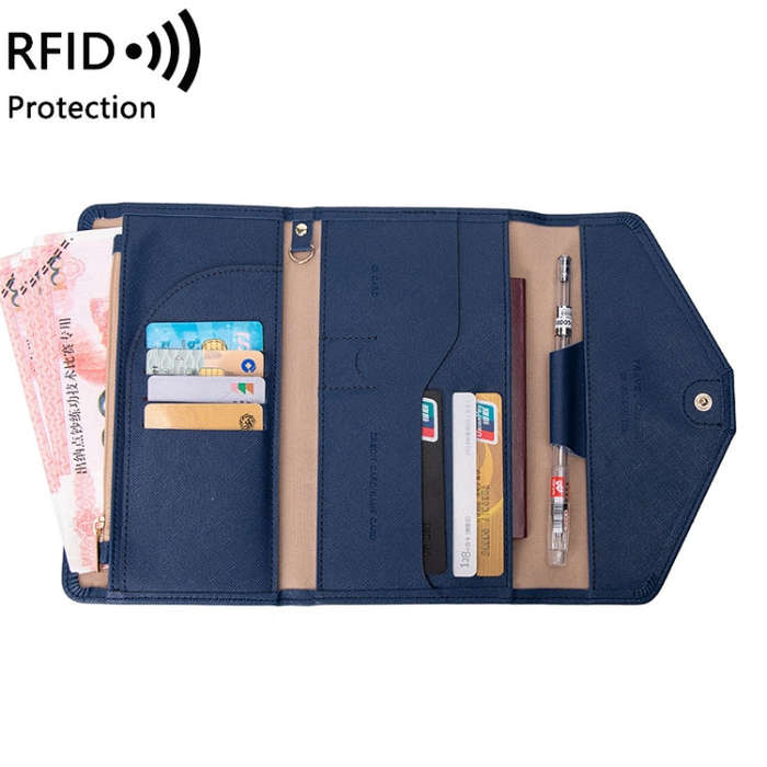 1655 RFID Anti-magnetic Anti-theft Passport Bag Document Bag Card Bag(Deep Blue)