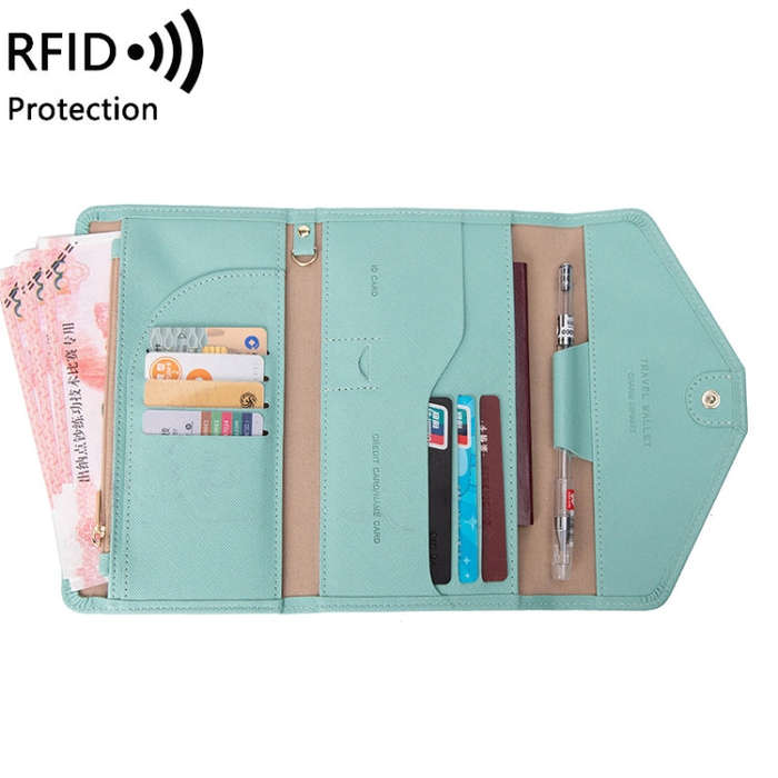 1655 RFID Anti-magnetic Anti-theft Passport Bag Document Bag Card Bag(Light Green)