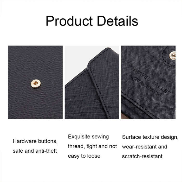 1655 RFID Anti-magnetic Anti-theft Passport Bag Document Bag Card Bag(Black)