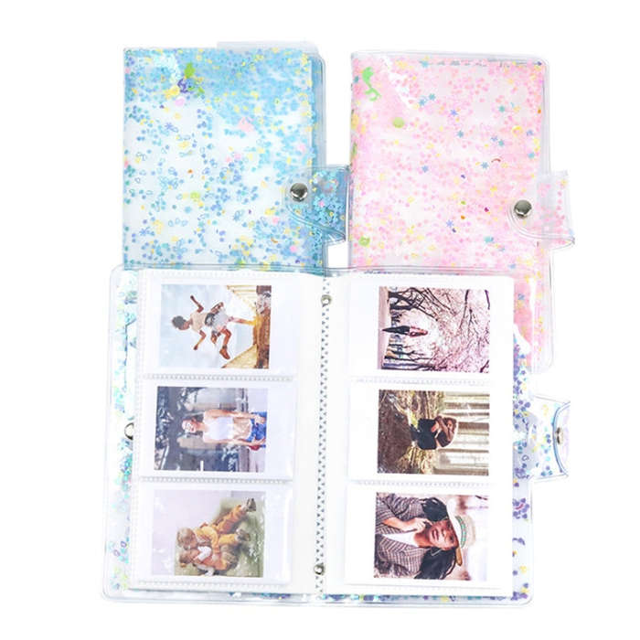 CAIUL 3 Inch PVC Photo Album Large Capacity Collection Commemorative Book(Blue Stream Sand)