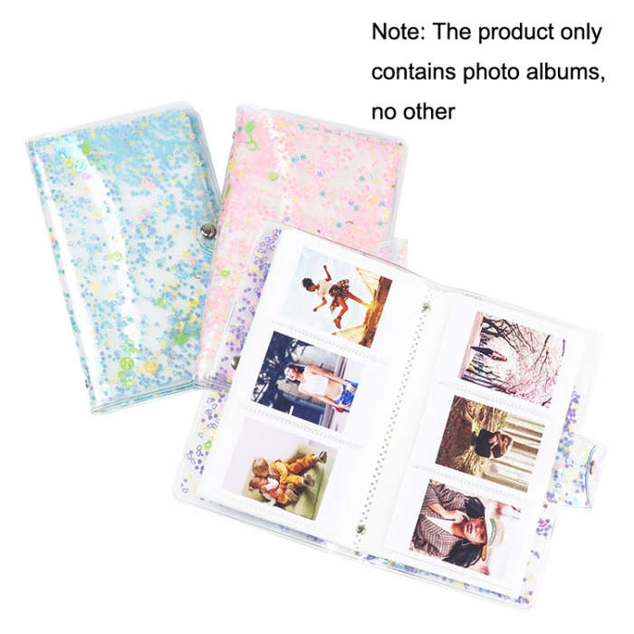 CAIUL 3 Inch PVC Photo Album Large Capacity Collection Commemorative Book(Blue Stream Sand)
