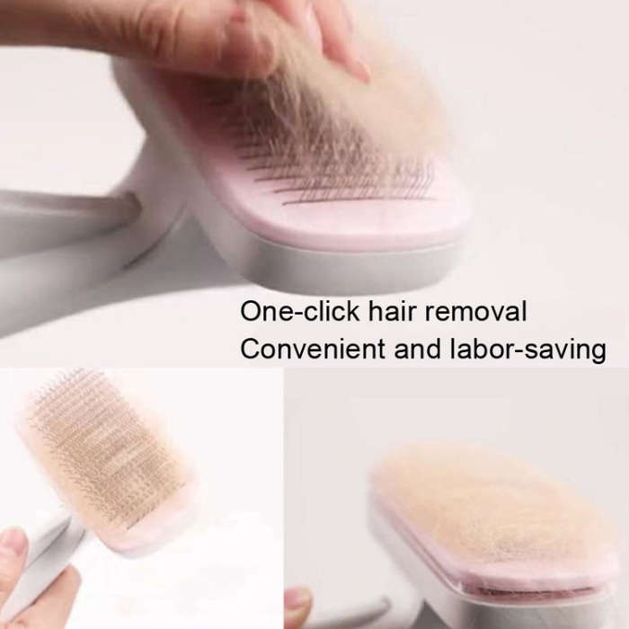 Pet Comb Cat Dog Hair Brush Hair Removal Tool, Style: Steel Wire (Pink)
