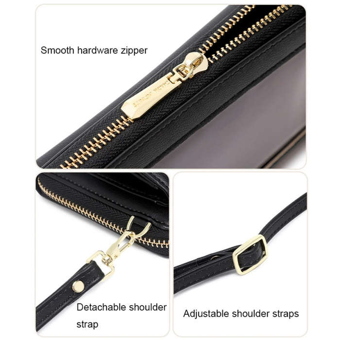 1665 RFID Anti-magnetic Anti-theft Touch Screen Cross-Body Phone Bag Card Holder(Red Wine)