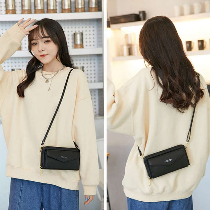 1665 RFID Anti-magnetic Anti-theft Touch Screen Cross-Body Phone Bag Card Holder(Royal Blue)