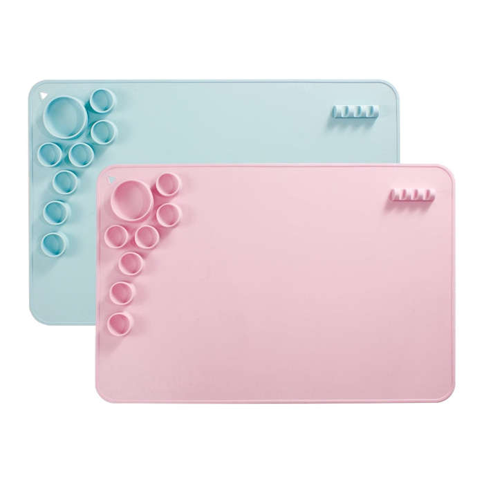 Silicone Children Drawing Pad Wipeable Washable Paint Palettes(Blue)