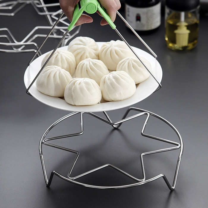 2 PCS Kitchen Stainless Steel Steamed Egg Rack, Style: 4.0 Line 6-pointed Star Short Feet