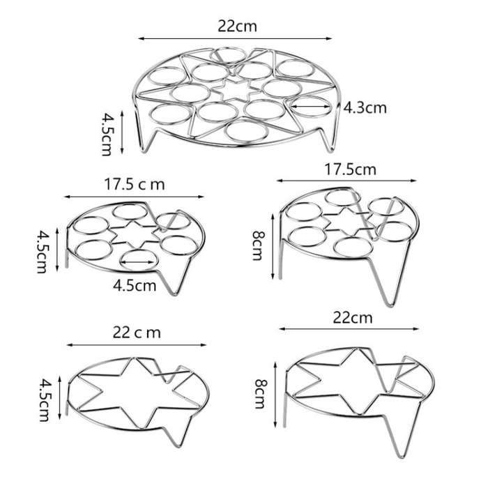2 PCS Kitchen Stainless Steel Steamed Egg Rack, Style: 4.0 Line 6-pointed Star Short Feet