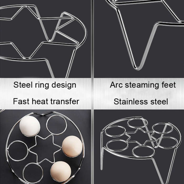 2 PCS Kitchen Stainless Steel Steamed Egg Rack, Style: 4.0 Line 6-pointed Star Short Feet