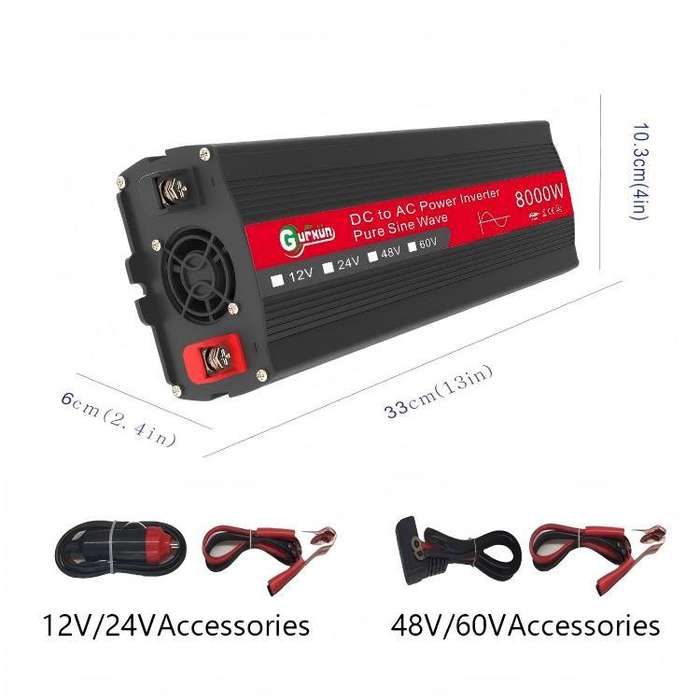 Gurxun 8000W High Power Household Car Sine Wave Inverter, Specification: 12V To 220V