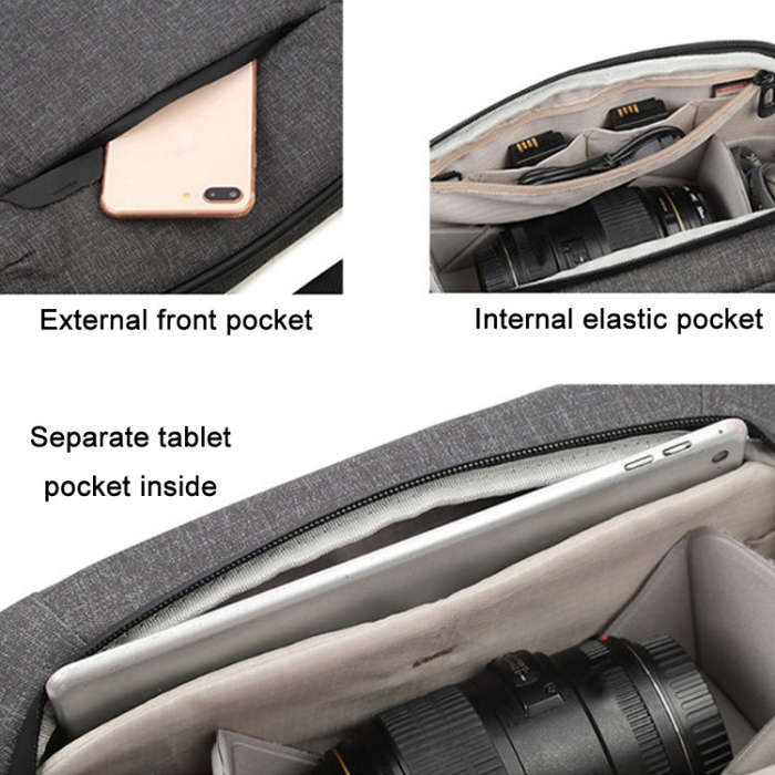Portable Waterproof Photography SLR Camera Messenger Bag, Color: 3L Dark Gray
