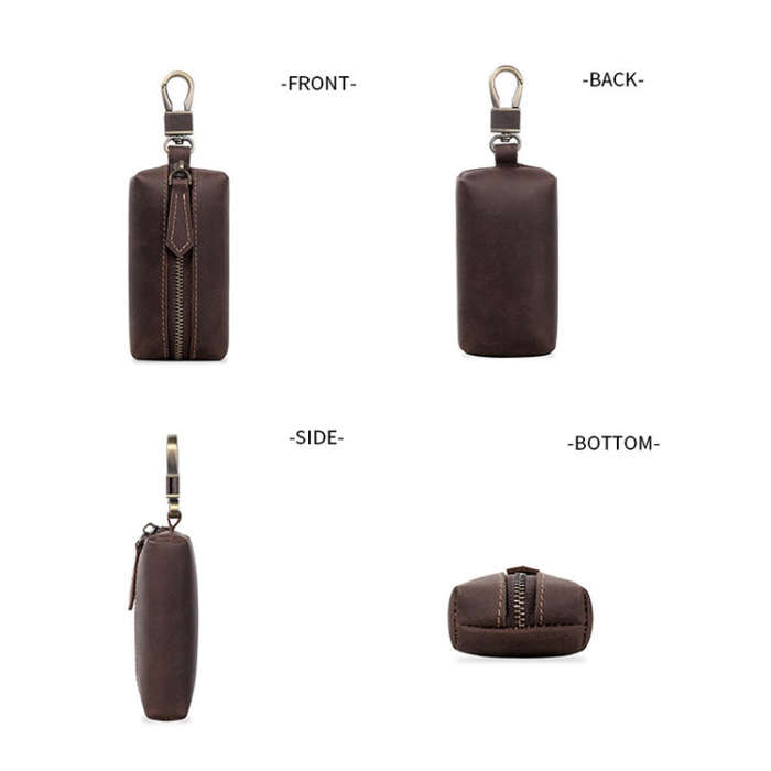 QY-9029  Car Universal Retro Crazy Horse Leather Key Case(Dark Coffee)