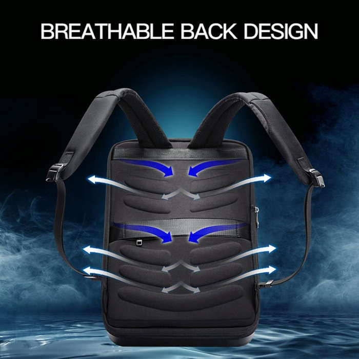 Bopai 61-93318A Hard Shell Waterproof Expandable Backpack with USB Charging Hole, Spec: Regular (...