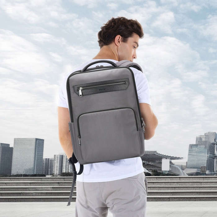 Bopai 61-121518 Multi-compartment Waterproof Expandable Backpack with USB Charging Hole(Dark Gray)