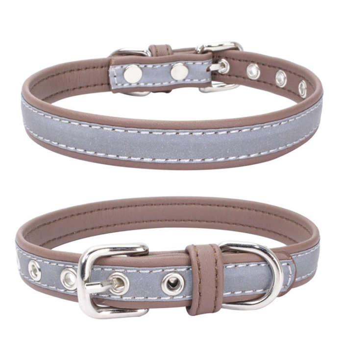 CL181K Pet Soft Reflecting Collar, Size: L(No Iron Sheet Light Brown)