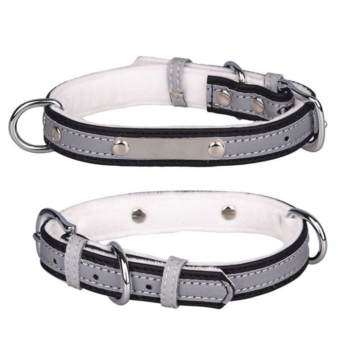CL181K Pet Soft Reflecting Collar, Size: XS(Velvet Bottom Black)