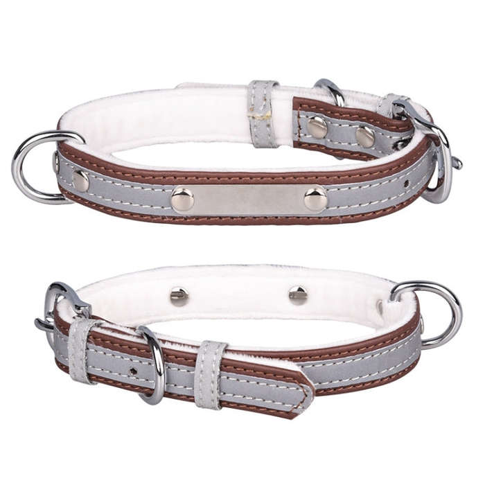 CL181K Pet Soft Reflecting Collar, Size: S(Velvet Bottom Brown)