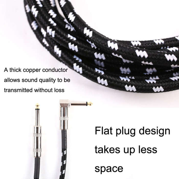 Guitar Connection Wire Folk Bass Performance Noise Reduction Elbow Audio Guitar Wire, Size: 3m(Bl...