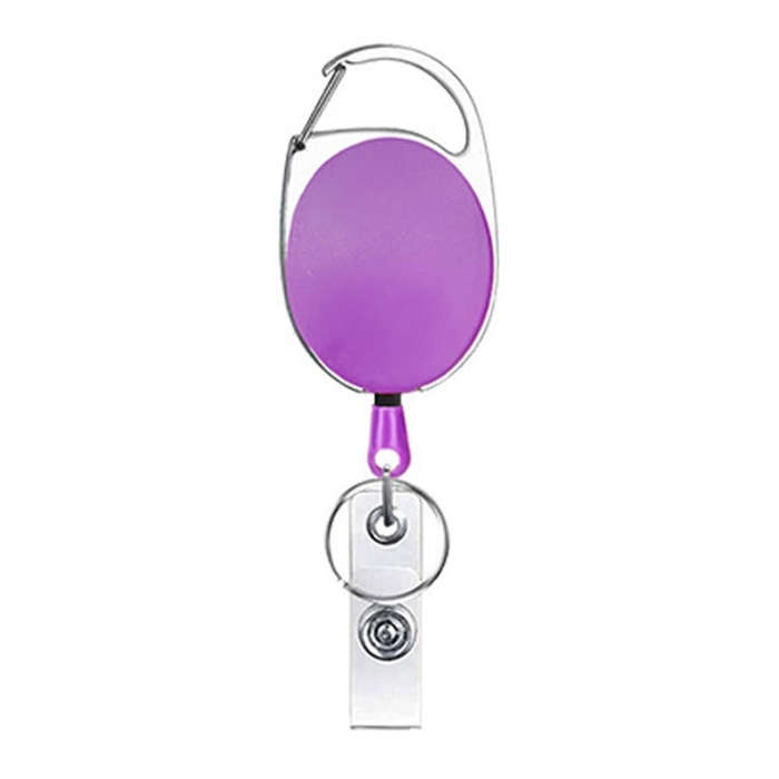 68cm Retractable Pull Badge Reel Zinc Alloy ID Lanyard Name Tag Card Badge Holder(Purple)