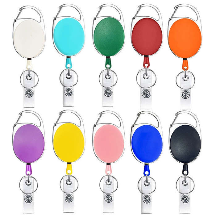 68cm Retractable Pull Badge Reel Zinc Alloy ID Lanyard Name Tag Card Badge Holder(Purple)