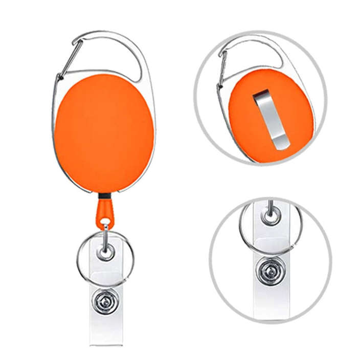 68cm Retractable Pull Badge Reel Zinc Alloy ID Lanyard Name Tag Card Badge Holder(Purple)