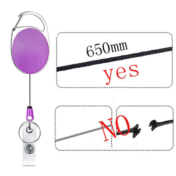 68cm Retractable Pull Badge Reel Zinc Alloy ID Lanyard Name Tag Card Badge Holder(Purple)