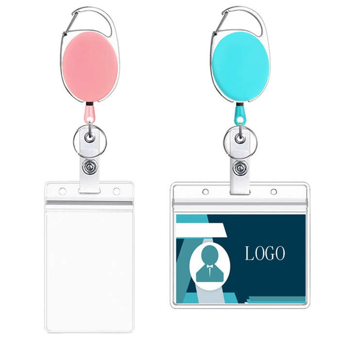 68cm Retractable Pull Badge Reel Zinc Alloy ID Lanyard Name Tag Card Badge Holder(Purple)