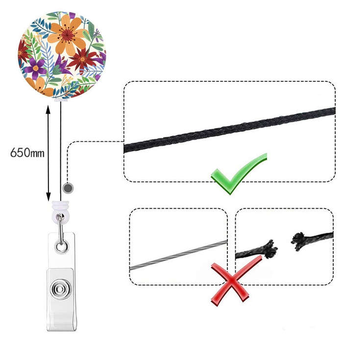 2 PCS Retro Fresh Small Floral Retractable Badge Reel Name Tag Card Badge(No. 5)