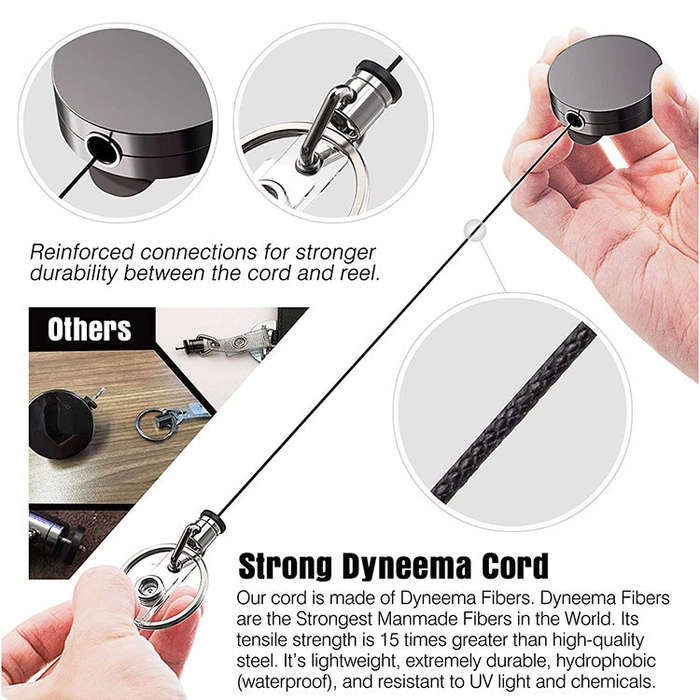 Electroplated Metal Retractable Pull Badge Reel Keychain Belt Clip Document Buckle