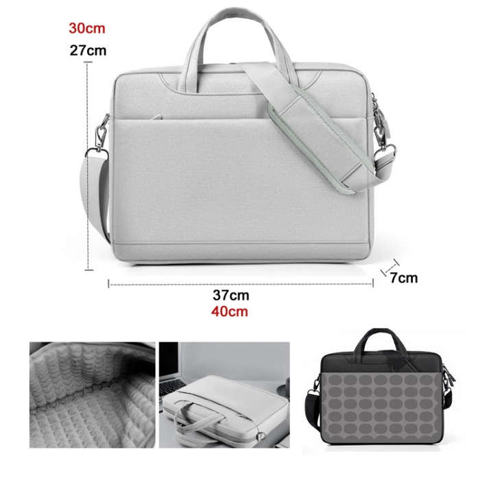 Airbag Thickened Laptop Portable Messenger Bag, Size: 15.6-16.1 inches(Light Gray)