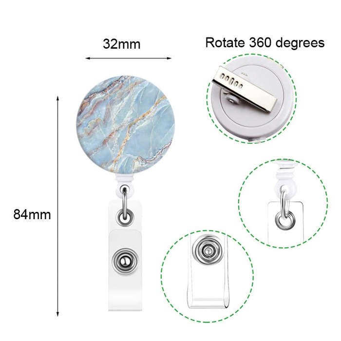 2 PCS Marble Texture Drop Glue Retractable Badge Reel Name Tag Card Badge(Sky Blue)